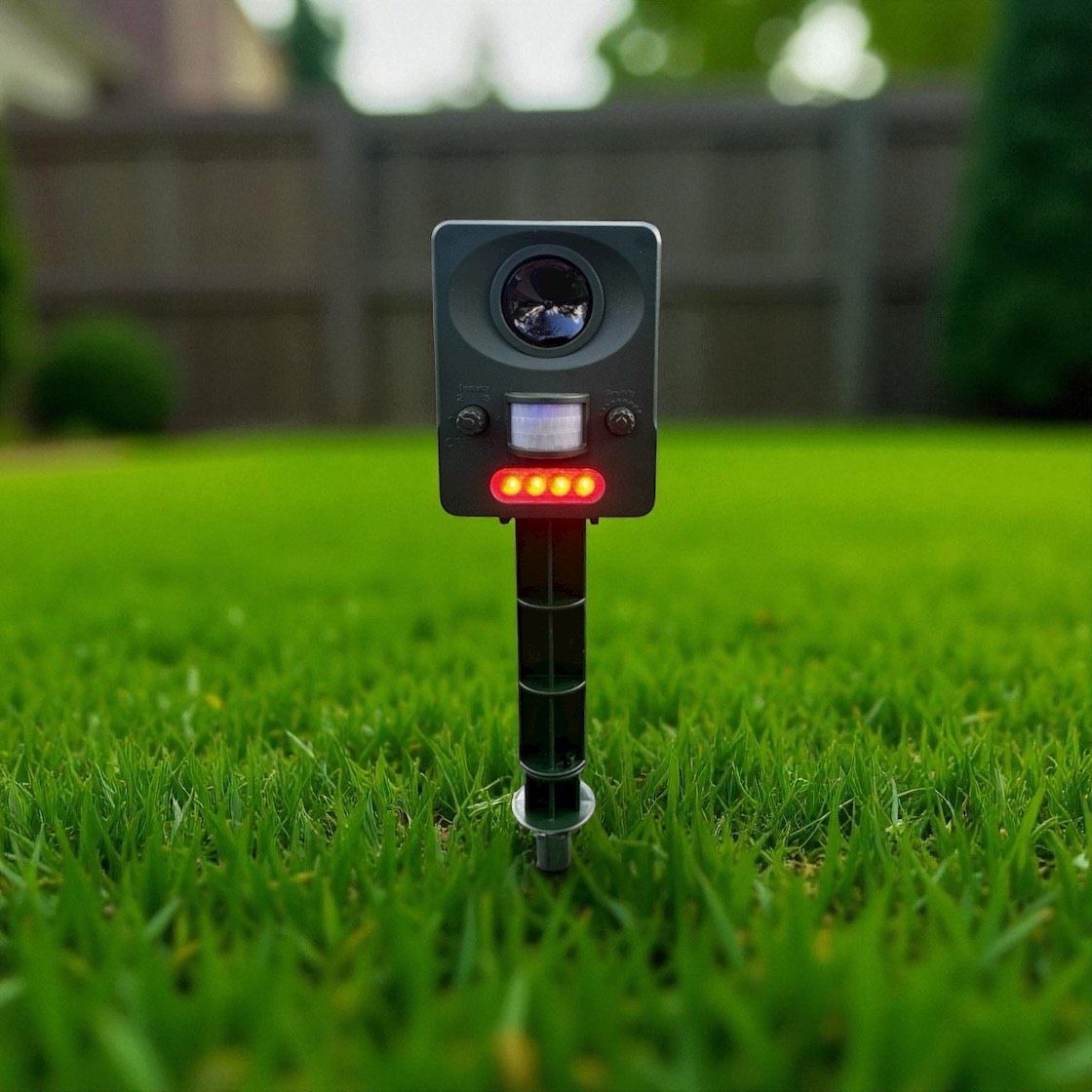 Solar Ultrasonic Animal Repeller with Flashing Red LED Lights